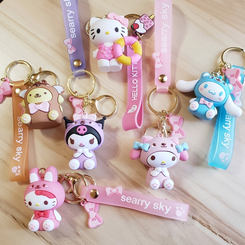 Sanrio Characters Cute Big Fashion 3D Keychains 6 Styles To Choose From